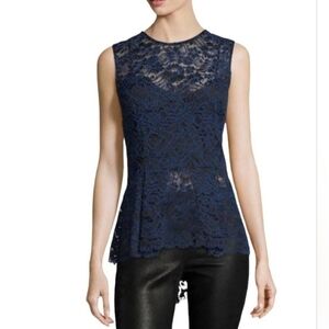Veronica Beard Blue Lace Sleeveless Top